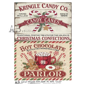 AB Studio - Sweet Christmas Signs Decoupage Paper (A4 Size) - 0