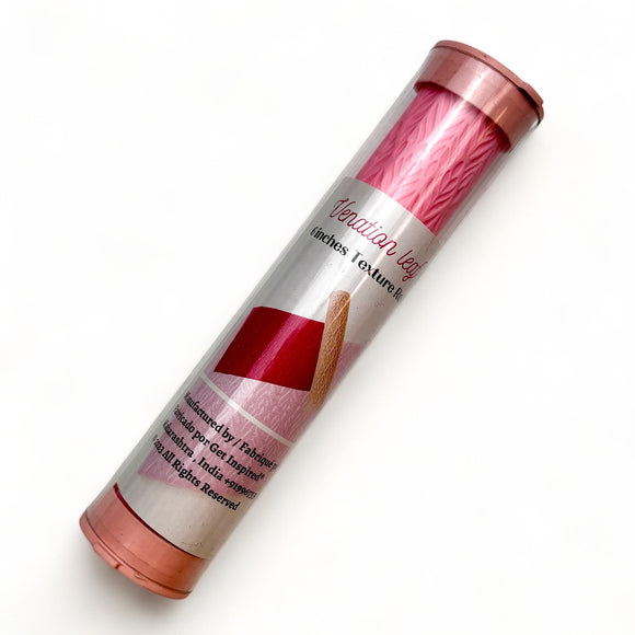 A package tube of Dadarkar Art's Venetian Leaf Texture Roller is against a white background.