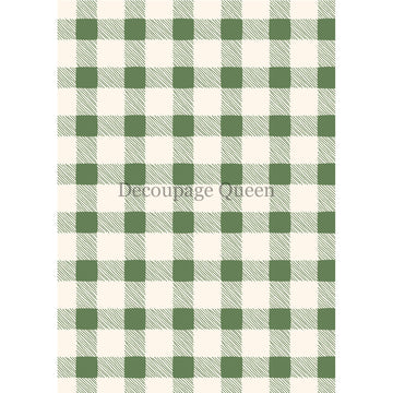 Rice paper featuring a green and cream gingham checker plaid pattern.