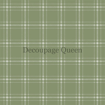 Close-up of a rice paper featuring a sage green and white plaid pattern.