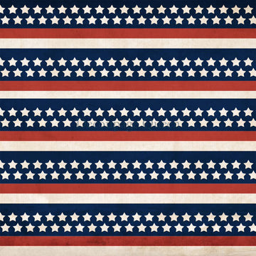 Close-up of a rice paper featuring horizontal blue, red, and white stripes with white stars in the blue stripes.