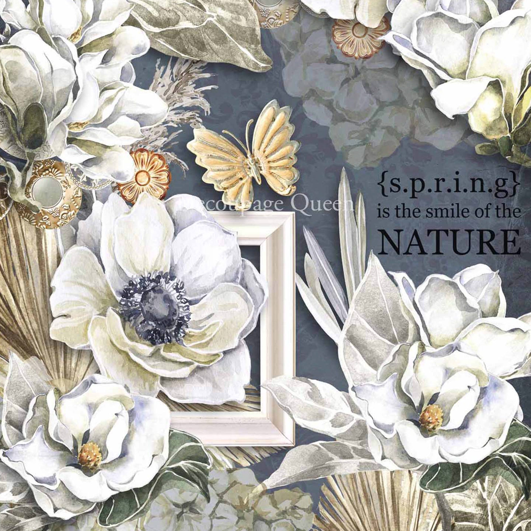 Sugar Magnolia - A3 Rice Decoupage Paper - Decoupage Queen | Maika