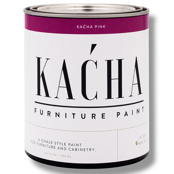 A 32 oz can of Kacha Furniture Paint in the color Kacha Pink is against a white background.