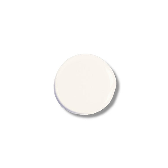 A color sample of Kacha Furniture Paint in the color Kahleesi (bright white) is against a white background.