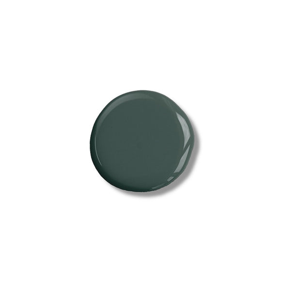 A color sample of Kacha Furniture Paint in the color Maine Forest Green is against a white background.