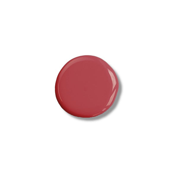 A color sample of Kacha Furniture Paint in the color Rouge (warm red with brown undertones) is against a white background.