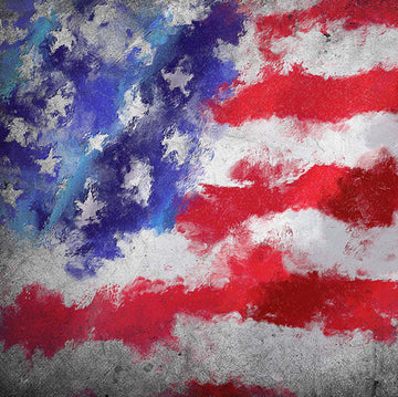 Close-up of a rice paper design that features a stunning watercolor design of the American flag.