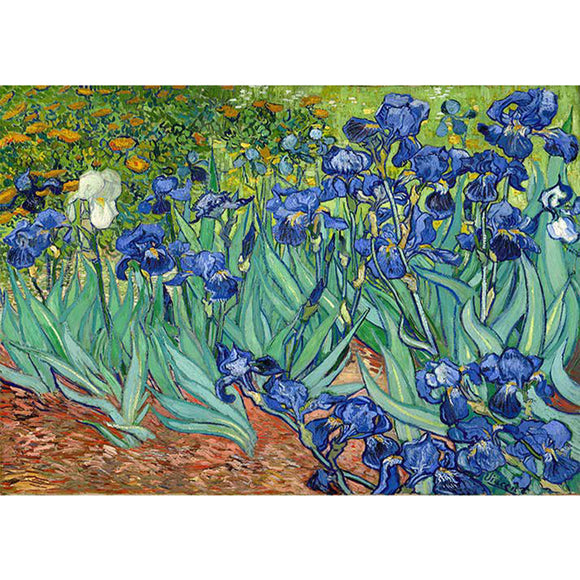 Rice paper featuring a painting of a stunning field of blue irises and a single white iris.