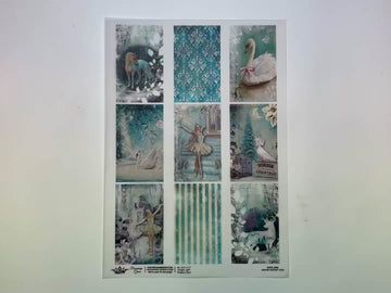 A 15 second video shows a close-up and backside of Decoupage Queen's Winter Fantasy Tags A4 vellum decoupage paper against a white background.