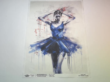 A 12 second video of a close-up and backside of Decoupage Queen's Allegro A3 rice paper is against a white background.