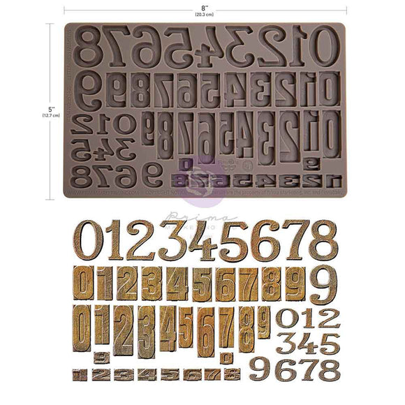 Silicone mold with letters and numbers on a white background