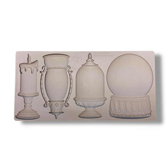 Silicone mold with various decorative shapes on a white background