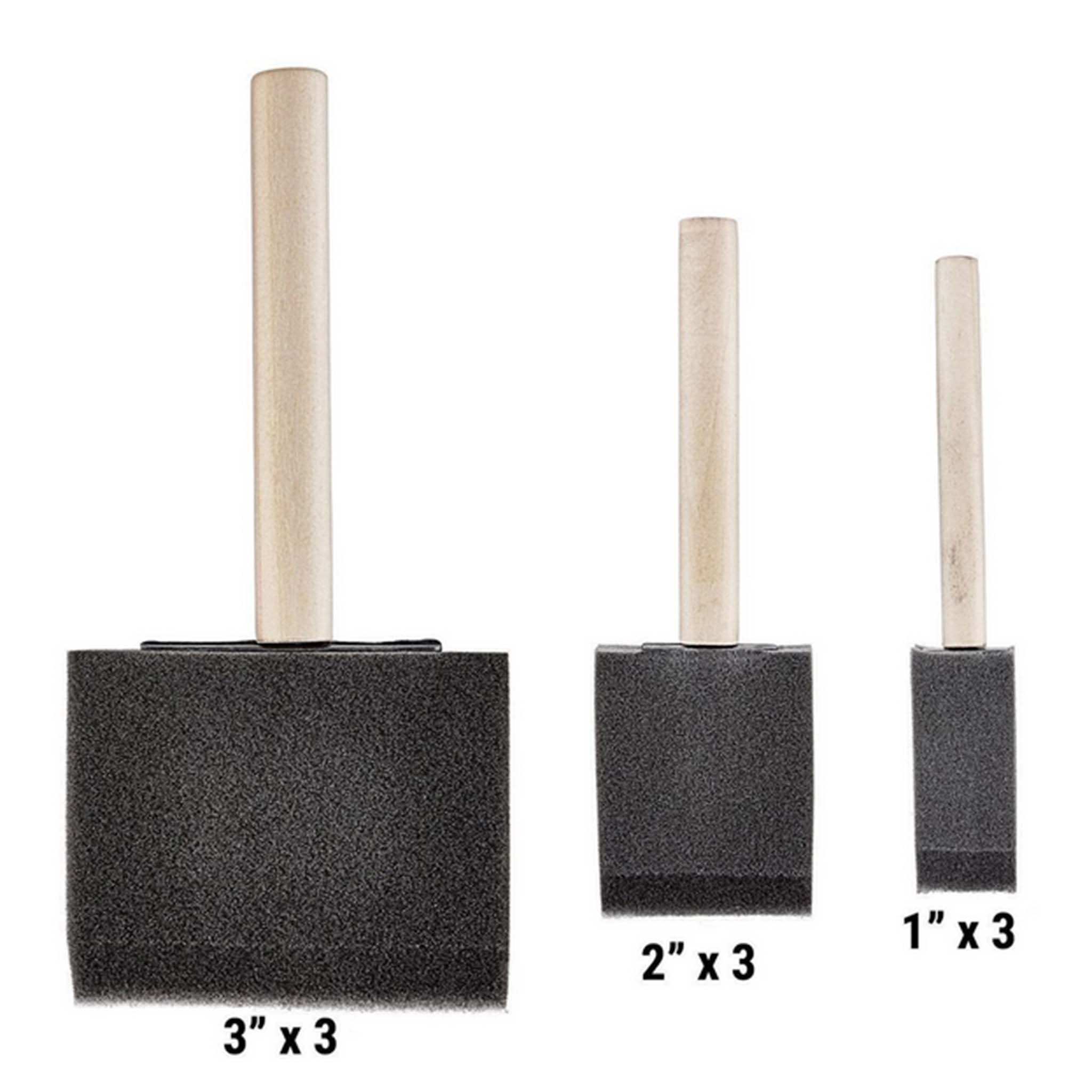Three foam paint brushes. 3"x3", 2"x3", and 1"x3".