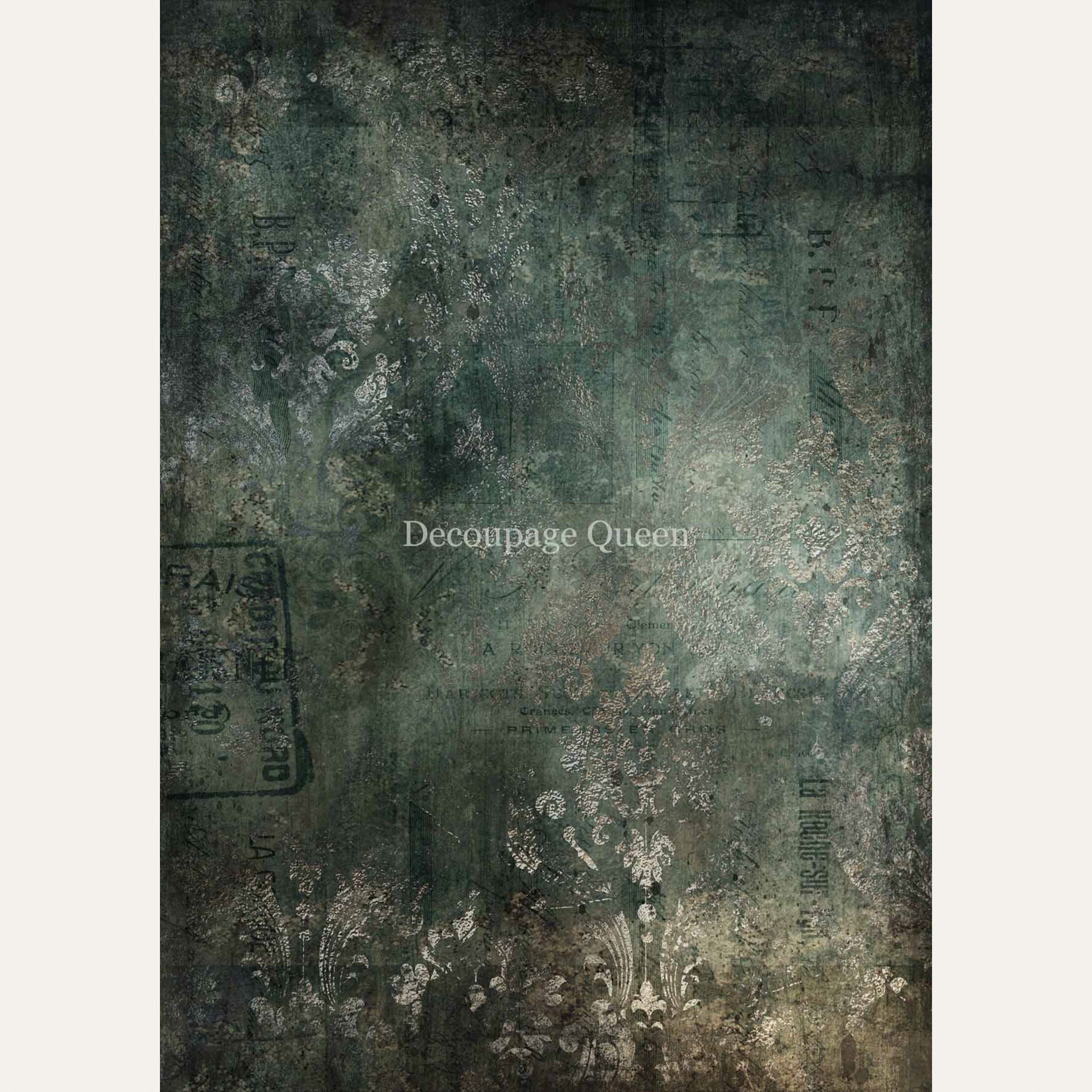 Grunge style distressed blue texture A3 rice paper design. White borders are on the sides.