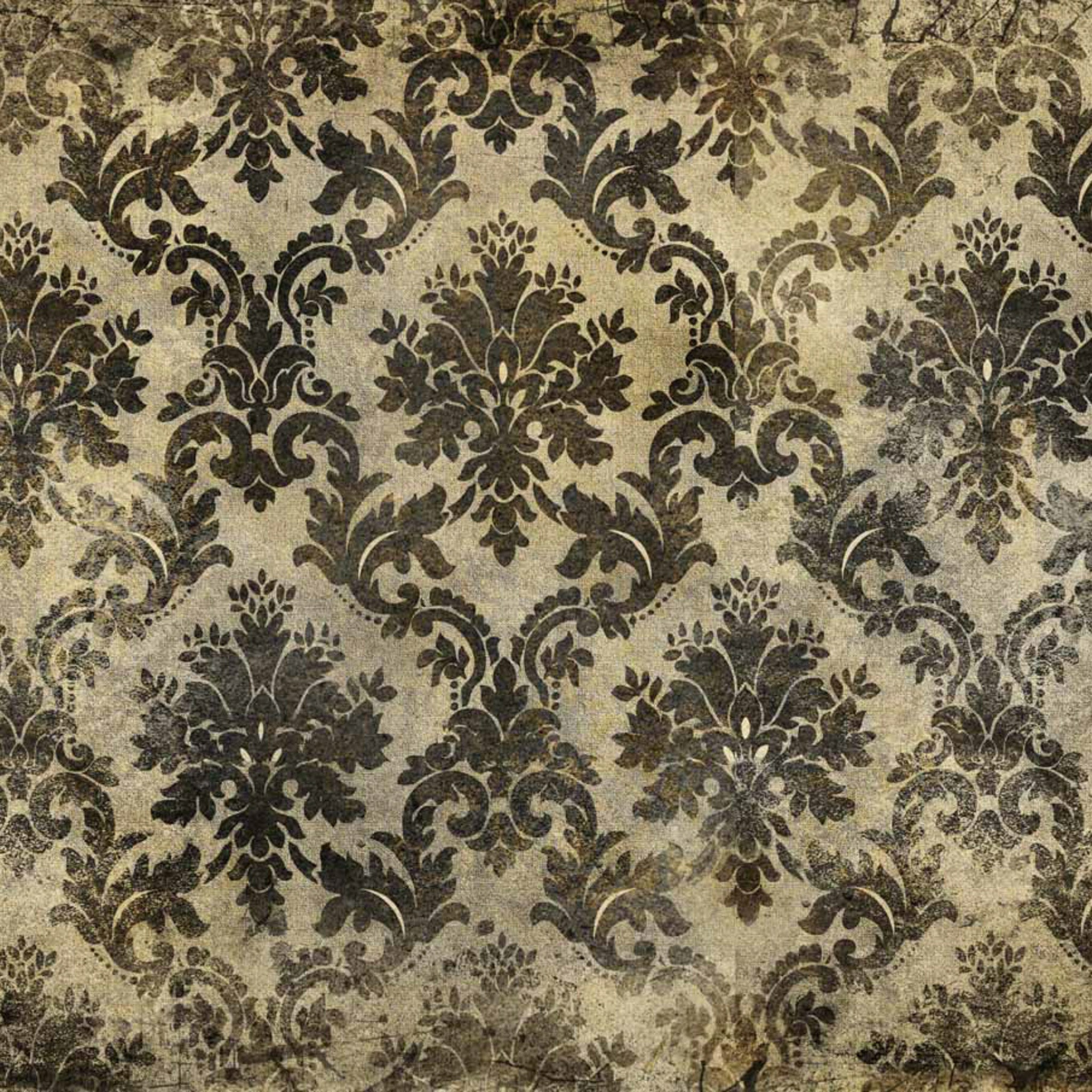Vintage style Weathered Damask A0 Decoupage Rice Paper close up.
