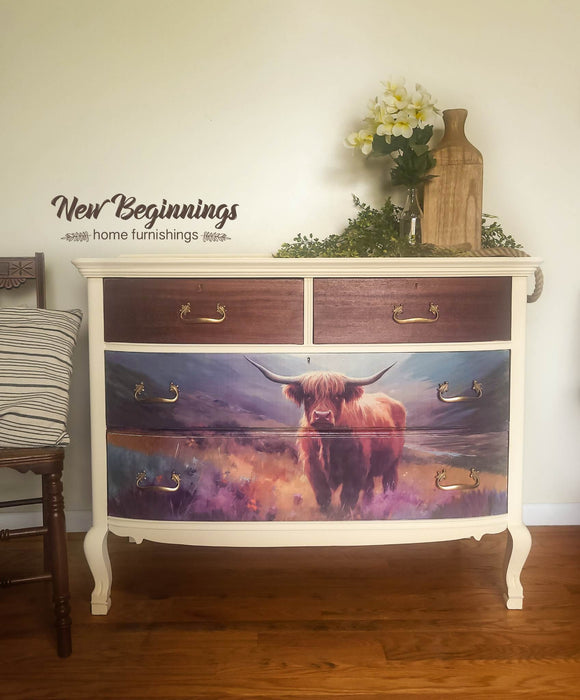 Whimsykel - Floral Highland Cow Decoupage Paper (2 Sizes)