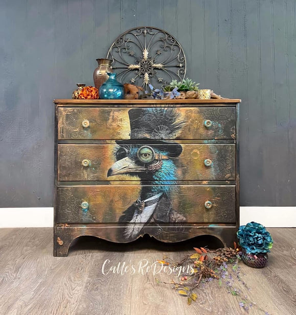 Whimsykel - Cogsworth Ostrich Decoupage Paper (2 Sizes)