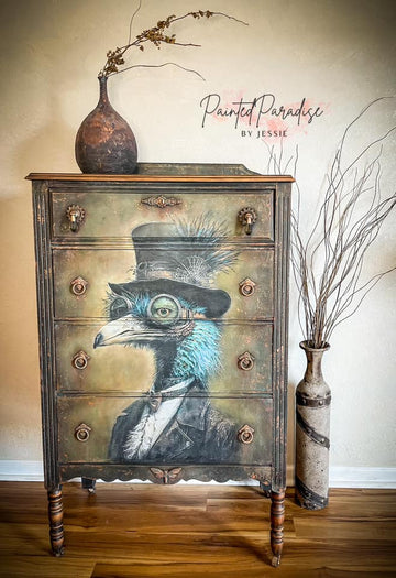 Whimsykel - Cogsworth Ostrich Decoupage Paper (2 Sizes) - 0