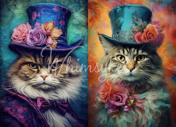 Whimsykel - Two Cats Decoupage Paper (21x29 Size)