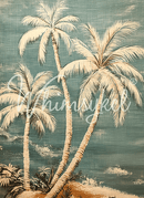 Whimsykel - Linen Palms Decoupage Paper (21x29 Size)-1