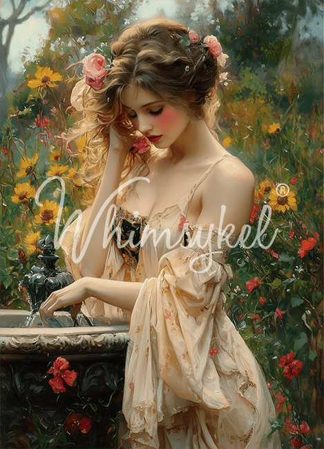 Whimsykel - Rosewater Fountain Decoupage Paper (21x29, 14x20)