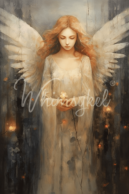 Whimsykel - Angelic Contemplation Decoupage Paper (21x29 Size)