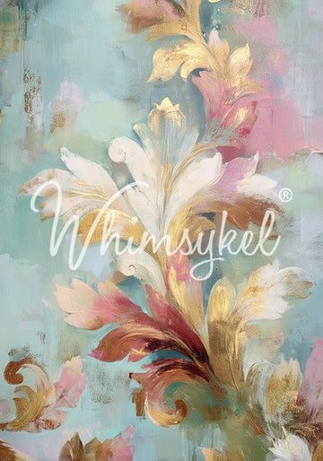 Decorative floral design with 'Whimsykel' branding on a colorful background