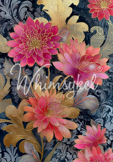 Whimsykel - Gilded Flowers Decoupage Paper (21x29 Size)