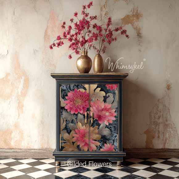Whimsykel - Gilded Flowers Decoupage Paper (21x29 Size)