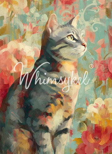 Whimsykel - Gray Tabby Decoupage Paper (21x29 Size)