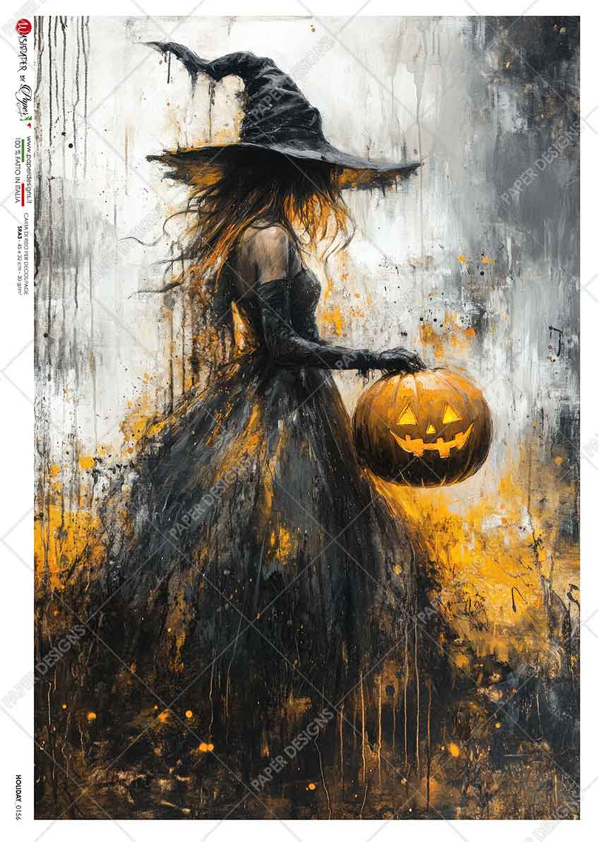 Paper Designs Italy - Enchanted Midnight Witch Decoupage Paper (A5, A4 Sizes)