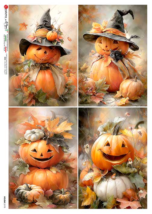 Paper Designs Italy - Autumn Pumpkin Friends Decoupage Paper (A5 & A4 Sizes)