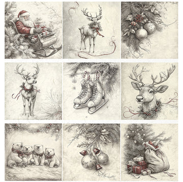 ITD Collection - Vintage Christmas Whispers Decoupage Paper (A4 Size)