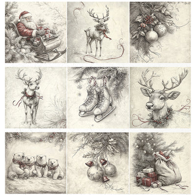 ITD Collection - Vintage Christmas Whispers Decoupage Paper (A4 Size)