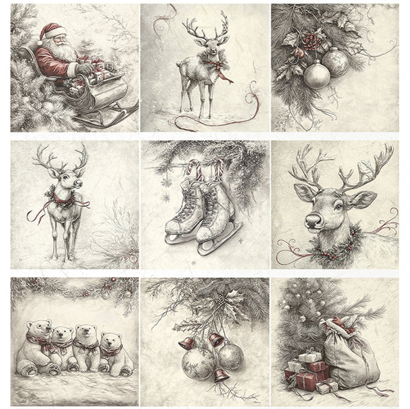 ITD Collection - Vintage Christmas Whispers Decoupage Paper (A4 Size)