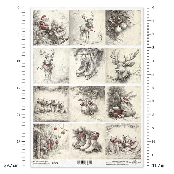 ITD Collection - Vintage Christmas Whispers Decoupage Paper (A4 Size)