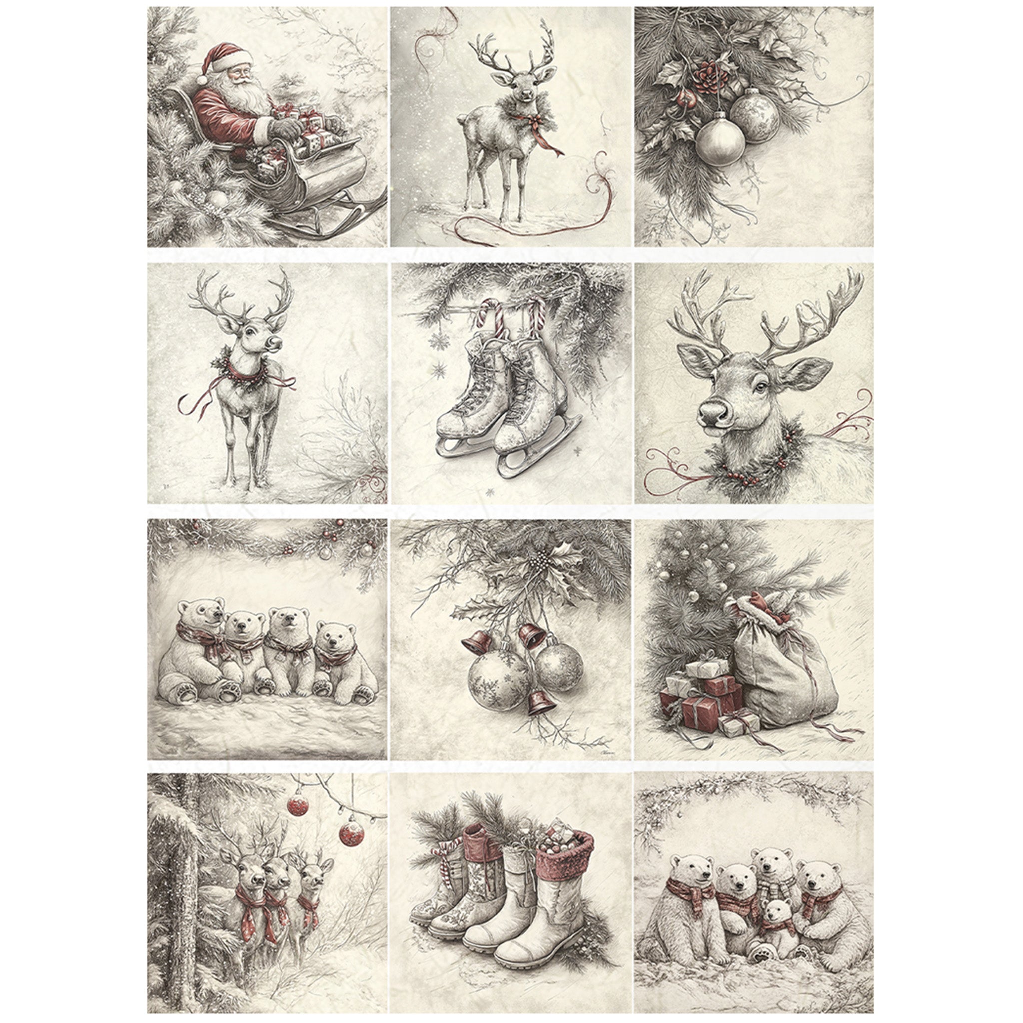 ITD Collection - Vintage Christmas Whispers Decoupage Paper (A4 Size) - 0