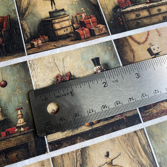 Collage of vintage-style illustrations with a ruler overlay for scale.