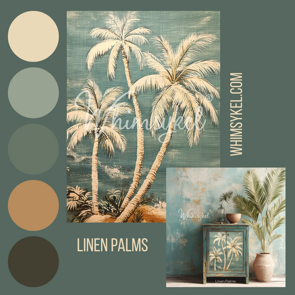 Whimsykel - Linen Palms Decoupage Paper (21x29 Size)