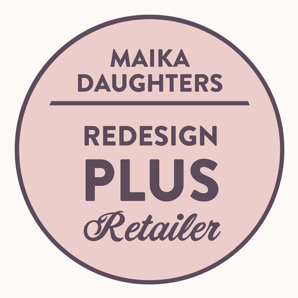 Maika Daughters ReDesign Plus Retailer logo badge.