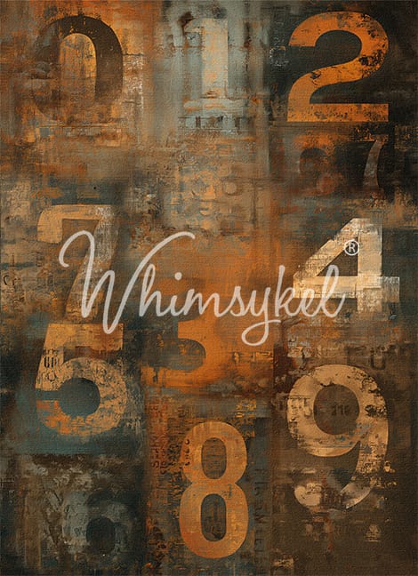 Whimsykel - Number Grunge Decoupage Paper (21x29 Size)