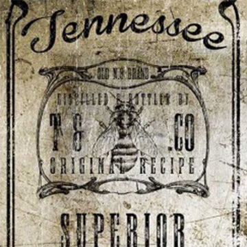 Close-up of a rice paper featuring a vintage Tennessee whiskey label design.