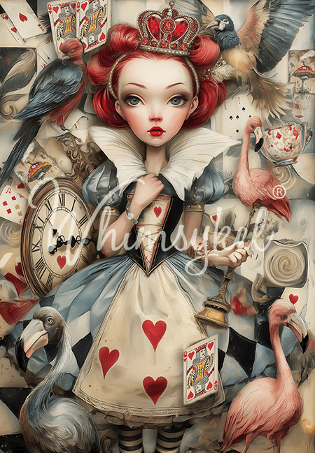 Whimsykel - Queen of Hearts Decoupage Paper (21x29 Size)