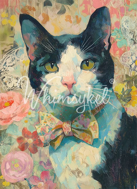Whimsykel - Tuxedo Cat Decoupage Paper (21x29 Size)