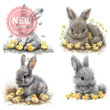 AB Studio - Baby Bunnies & Chicks Decoupage Paper (A4 Size) Decoupage Paper