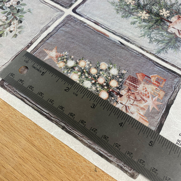 Ruler on a decorative card with floral and gift design