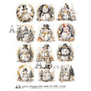 AB Studio - Golden Snowman Collection Decoupage Paper (A4 Size, Set of 12 Designs)-2