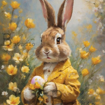 AB Studio - Spring Bunny in Daffodils Decoupage Paper (A4 Size) Decoupage Paper