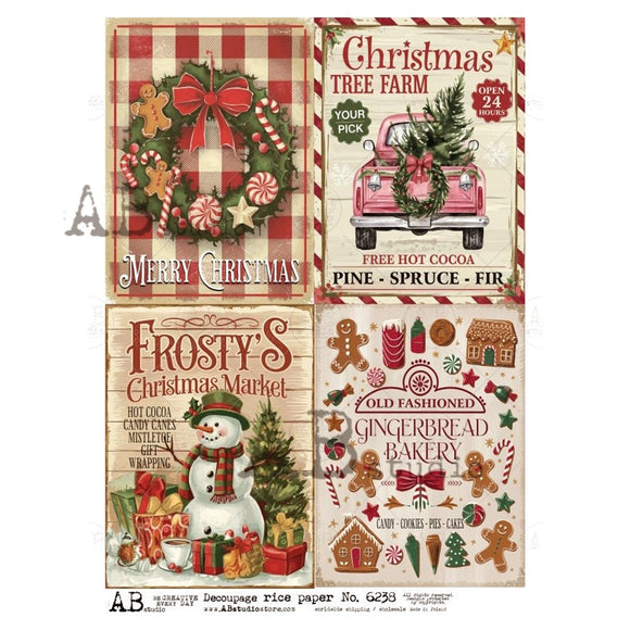 Collection of Christmas-themed decorative paper sheets with various designs.