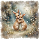 AB Studio - Woodland Rabbit Couple Decoupage Paper (A4 Size) Decoupage Paper